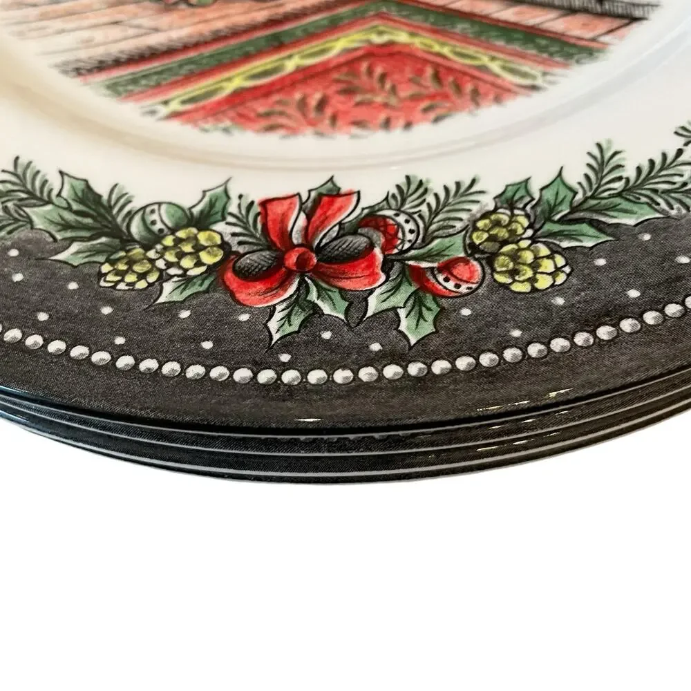 Royal Stafford CHRISTMAS MORNING 11in Dinner Plate Set of 4 Holiday Porcelain